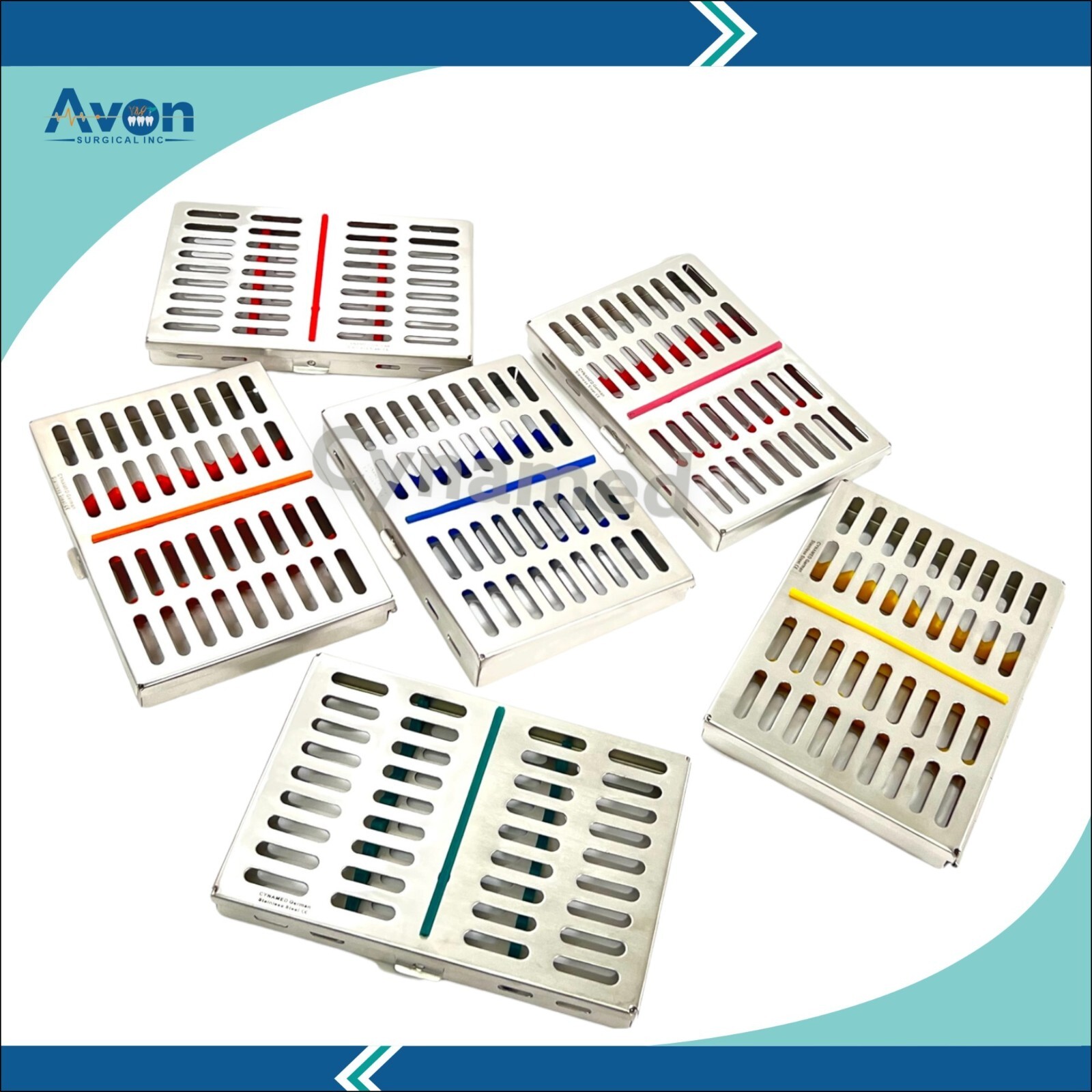 Sterilization Cassettes for 10 Dental & Medical Instruments w/ Silicone Inserts