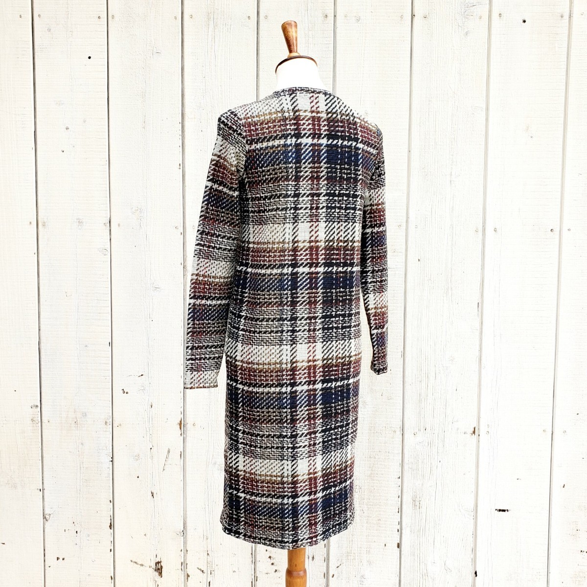 Zara Check Print Long Sleeve Dress Size M | eBay