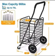Pipishell Shopping Cart with Dual Swivel Wheels for Groceries Compact Folding...
