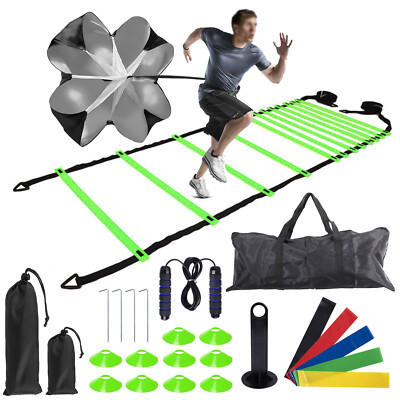 24pc Agility Ladder Speed Training Equipment Set Exercise Bands