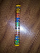 NEAT HTF UNUSUAL Rainmaker Rainstick Rattle Toy 16" Rainbow grains inside