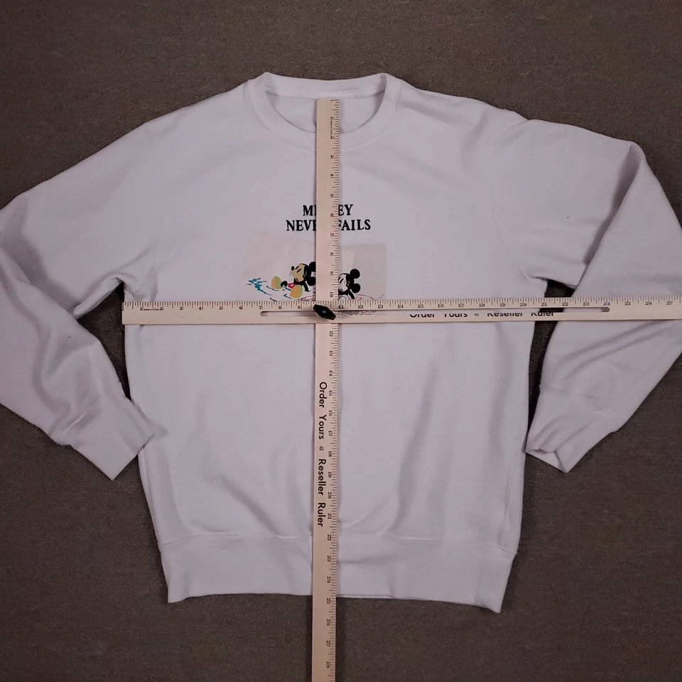Uniqlo Disney Sweatshirt White Medium Mickey Never Fails Long Sleeve Pullover - Image 4 of 4
