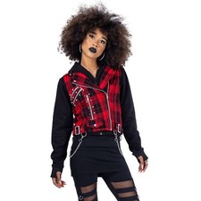 Heartless Evilyn Jacket Ladies Red Check Goth Emo Punk Alternative