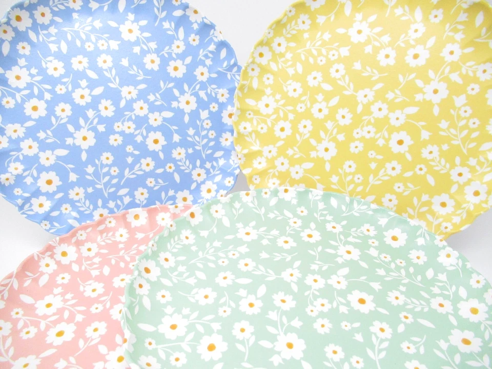 Juego de 4 platos de almuerzo de melamina Shabby Chic Country Floral Mix borde de vieira 8" Foto 2 de 2