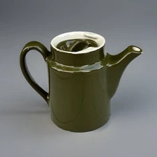 VINTAGE HALL POTTERY RESTAURANT WARE FOREST GREEN CERAMIC GLAZE TEAPOT 4" W/ LID