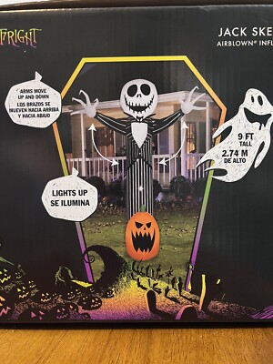 9Ft ANIMATED JACK SKELLINGTON Outdoor Decor Motion Nightmare Before Christmas