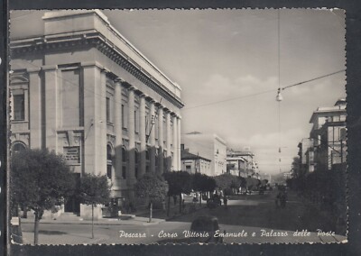 Postcard Pescara Corso Vittorio Emanuele and Palazzo delle Poste OB107 #