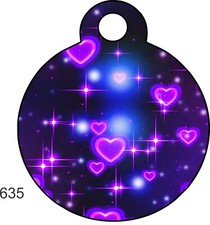 Pet Tag Personalized Pet ID tag for Dog and Cat ROUND Tag Unique cute Pink Heart
