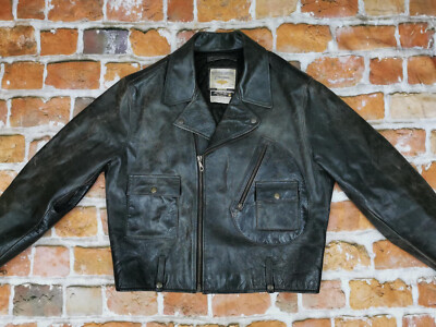 Chevignon Vintage Biker Leather Jacket Negan Motorcycle Casual