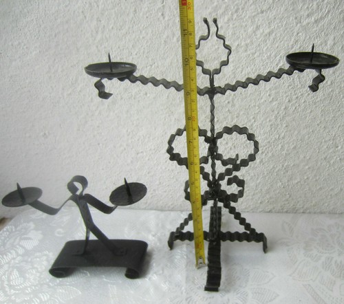 2 x Schmiedeeisen Vintage Kerzenständer Kerzenständer Mensch / Mensch geformt, Metall - Bild 3 von 10