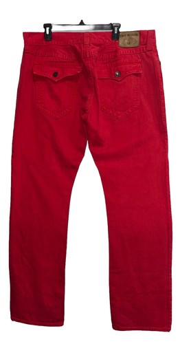True Religion Ricky Relaxed Straight Flap Pockets True Red Size 42x34 - Picture 6 of 15