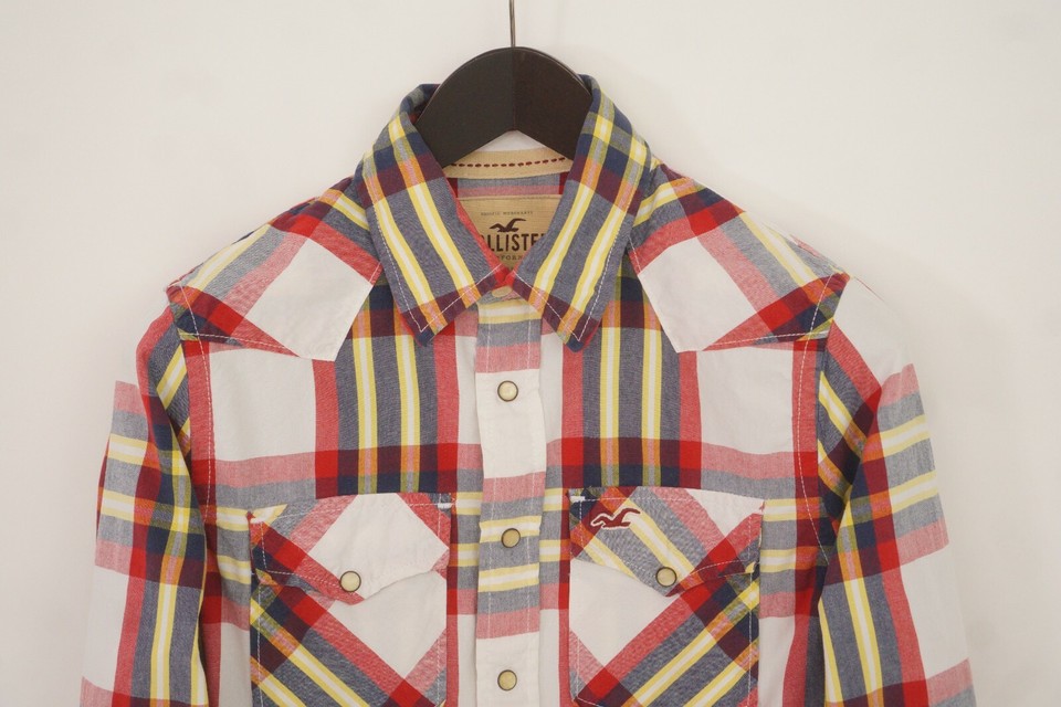 Men Hollister Casual Shirt Red Cotton Regular Fit S MKA293 eBay