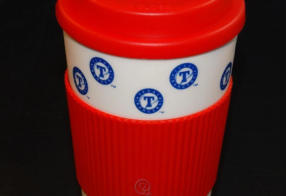 MLB Texas Rangers Béisbol 16Oz Vaso Viaje Taza Café Campeón Serie Mundial Foto 3 de 3