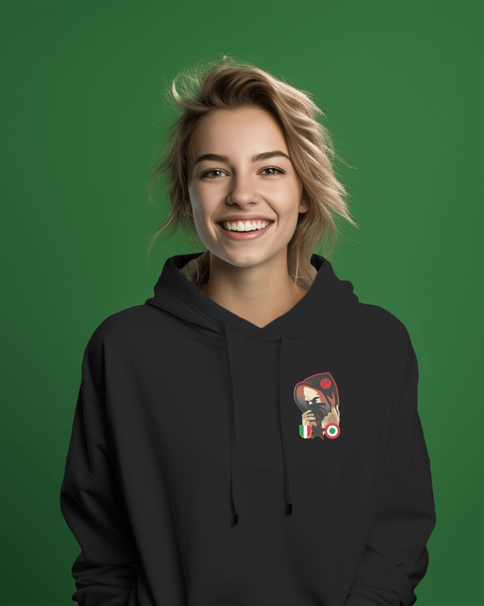 Felpa Con Cappuccio E Marsupio Curva Sud 1899 – Taglia M – Colore Nero – Cotone Organico – Stampa Ultras
