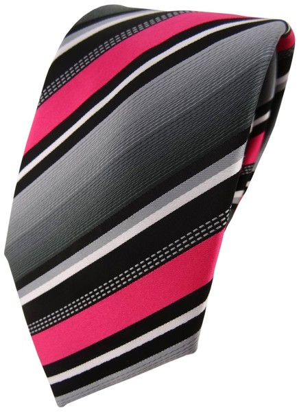 Tigertie Designer Krawatte In Pink Silber Grau Weiss Gestreift - Tie Binder-image