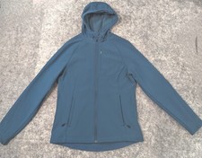 Kirkland Jacket Women Medium Teal Blue Rain Hooded Pockets Colorful Contoured