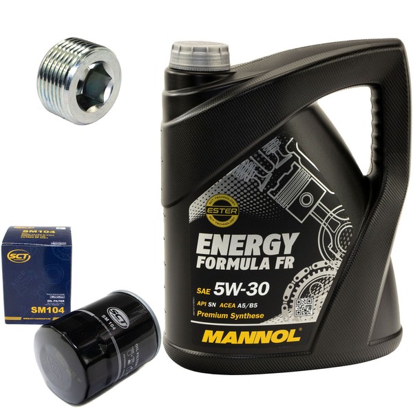 MotoröL Set 5W30 5 Liter + ÖLfilter SM 104 + Schraube FüR Fiat Doblo Lancia Y-image