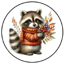 FALL RACCOON WITH BERRIES AUTUMN ENVELOPE SEALS LABELS STICKERS PARTY FAVORS