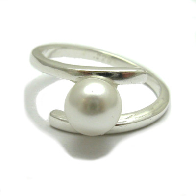 Sterling Silber stilvollen Ring mit Perle punziert soliden 925 handgefertigt
