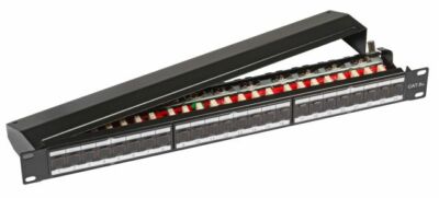 CAT6a Class EA 24Port Patchpanel 10GB 500Mhz mit Staubschutzklappen RAL9005