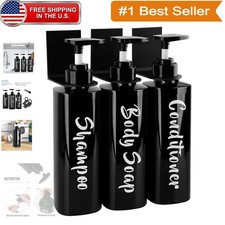 Black Drill-Free 3 Chamber Shower Dispenser - Elegant Home Bathroom Solution