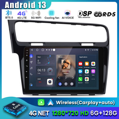 10'' Autoradio Für Golf 7 VII MK7 2013-2017 Android13 Carplay GPS Navi WIFI 128GB