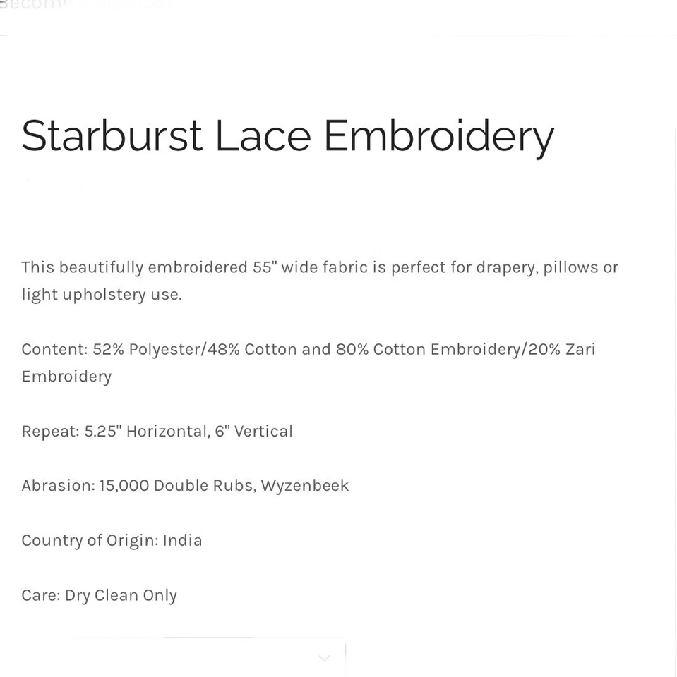 "Tela para cortinas de tapicería de encaje lineal Starburst bordada de 5 yardas WAVERLY 55""" Foto 3 de 4