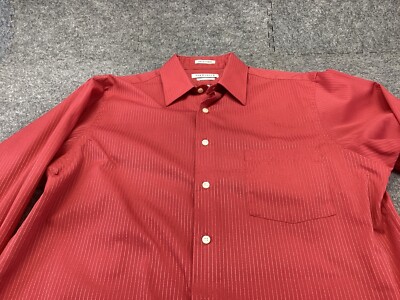 Van Heusen Dress Shirt Mens 15 1/2 32 33 Satin Stripe Classic Fit