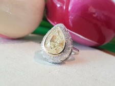 Magnificent Fancy Yellow Citrine With Sparkling White CZ 8.44TCW Engagement Ring