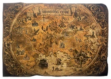 Treasure Map Poster Medieval Dragons Decorations Art Pirate Maps Print Canvas