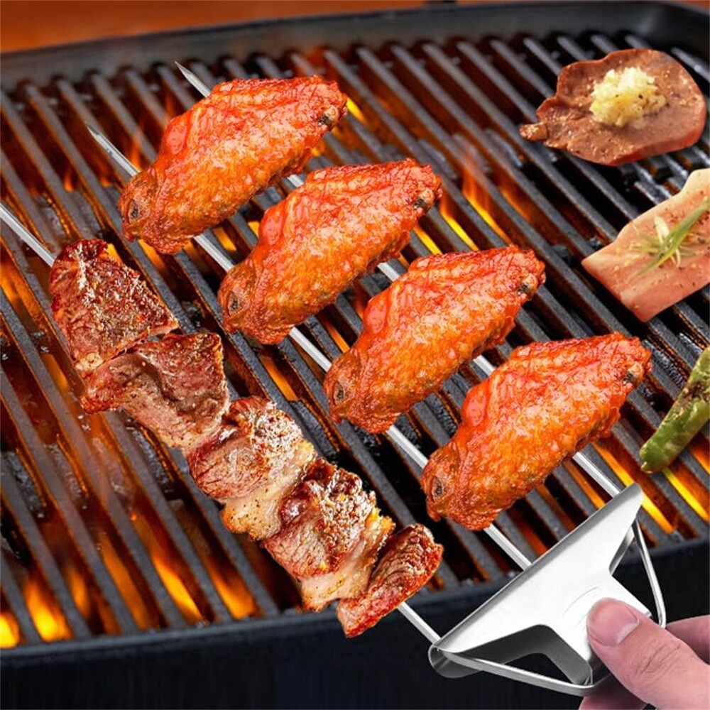 3 Pcs Grill Skewers 3 Way Barbecue Skewers Bbq Grill Accessories Stainless Steel