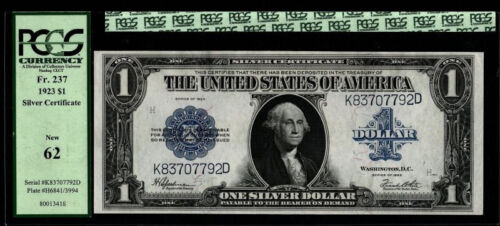 US 1923 1$ SILVER CERTIFICATE Fr#237 PCGS 62 NEW K83707792D (AFJ) - Picture 4 of 4