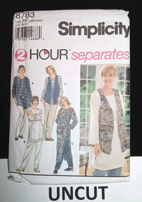 SIMPLICITY UNCUT Vintage Pattern 8783 Womens Plus 18W-24W 2 Hour Pants Vest Top