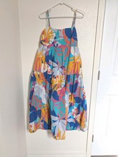 J Crew Reimagined Sundress Size 12 Bright Multicolor Floral Print Lined Back Tie