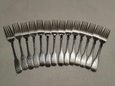 Vintage Rogers Stainless Steel Hammered Korea Salad Forks Set Of 14