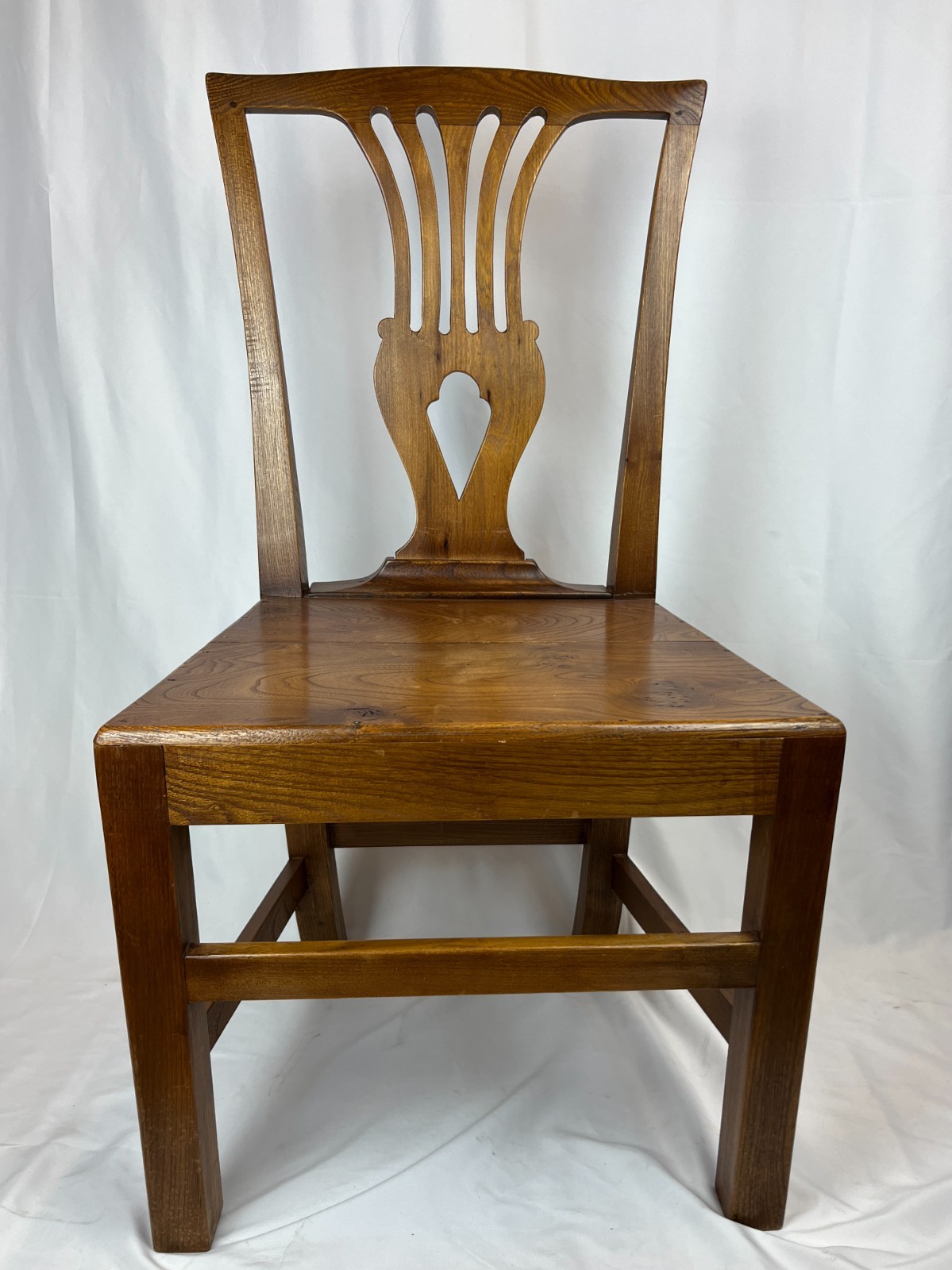 Vintage Pair Elm & Beech Dining Chairs Country Farmhouse Kitchen Lyre Back image 5