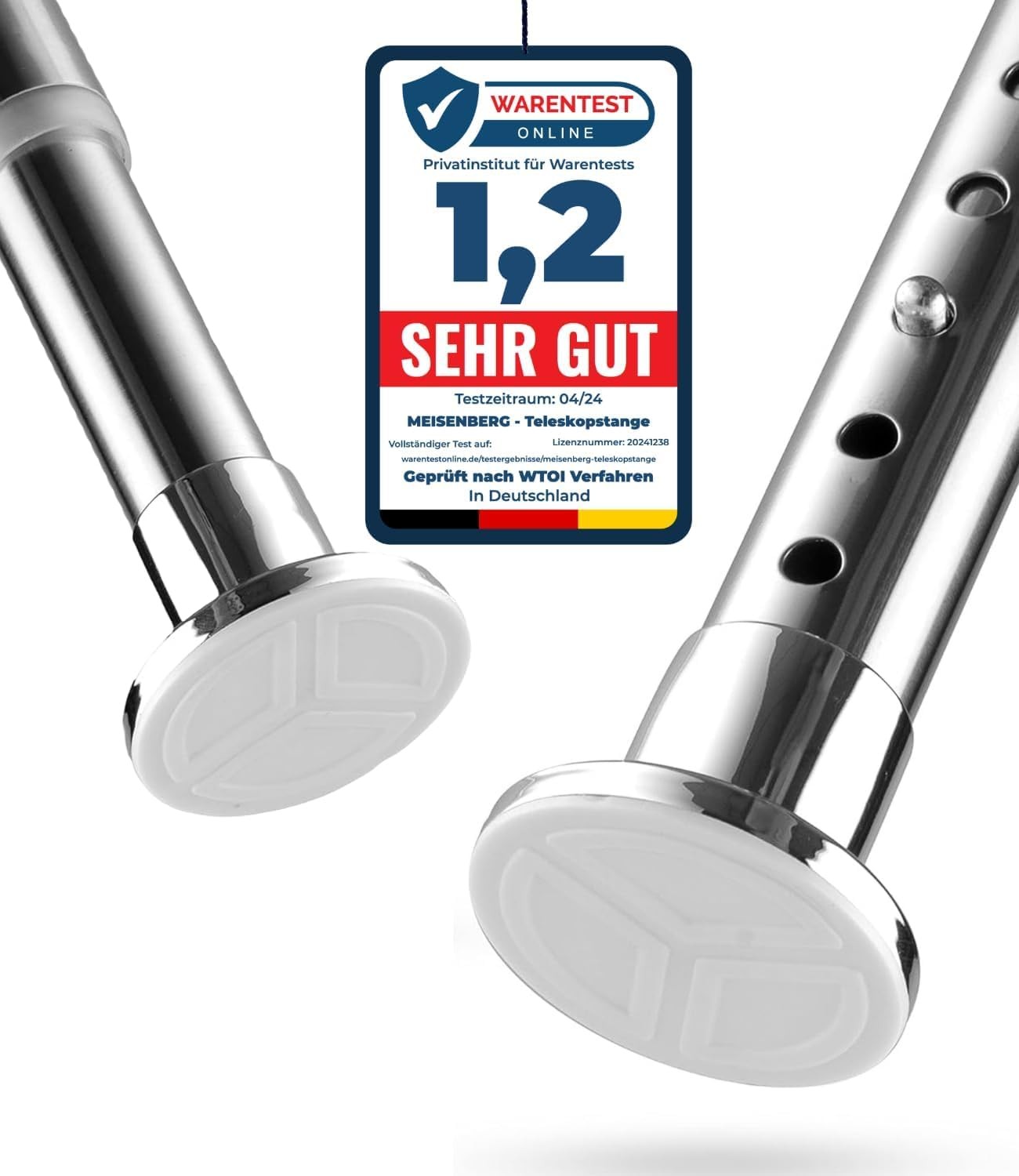 Barre de douche extensible anti-chute en inox argent de 210 à 260 cm sans trou