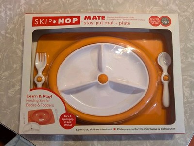 Orange Skip Hop MATE Stay-Put Mat + Plate Feeding Set Baby Toddler BPA Free 2010