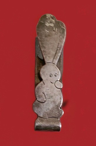 Mid Century Modern ALLAN ADLER HAMMERED STERLING SILVER RABBIT MONEY CLIP 2.11 