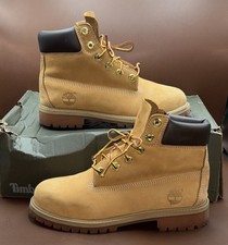 Timberland Boys 6" Premium Boots Nubuck Wheat TBO12909 Size 5 With Box