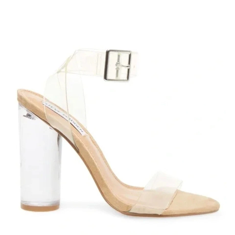 Steve Madden Zapatos Mujer Talla 11 Correa Transparente Tacón Bloque Sandalias Envoltura Tobillo Foto 2 de 4