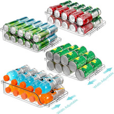 4 Packs Clear Width Adjustable Soda Can Organizer for Refrigerator Expandable So