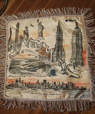 Vintage New York City NYC satin  Pillowcase Souvenir Kitsch Decor htf rare