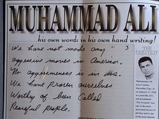 GENUINE "MUHAMMAD ALI" HAND SIGNED LETTER, WITH HIS  H/B  BOOK AND COA. 