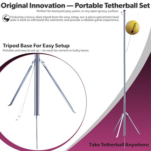 Portable Outdoor Tetherball Set with Carrying Bag and Accessories (3-Piece