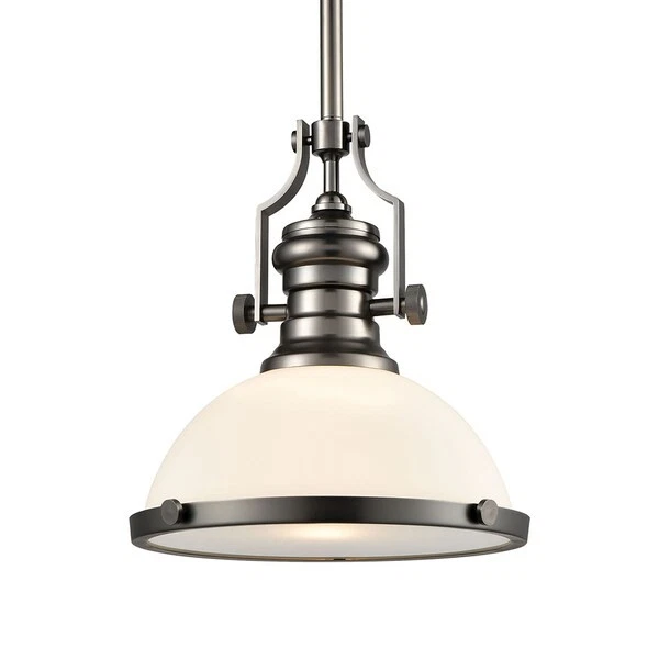 ELK LIGHTING 67204-1 Chadwick Colgante 1 Luz en Níquel Negro con Vidrio Blanco Foto 3 de 4