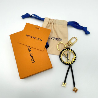 Auth Louis Vuitton M63082 Porte Clés Berry Key Ring Black GP W/Box BA090489
