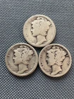 Lot Of Three (3) | Mercury Dimes | 90% Silver | Exact Coins Shown  |  #353