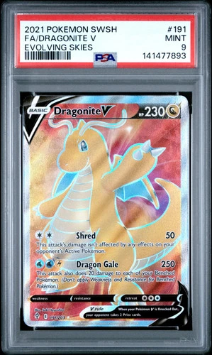 2021 Pokemon Sword & Shield Evolving Skies Dragonite V #191 PSA 9