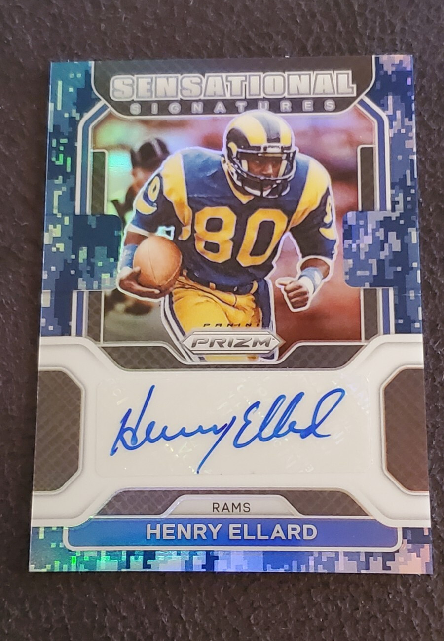 2021 Prizm Sensational Signatures /15 Henry Ellard #SS-HE Auto Blue Camo Rams